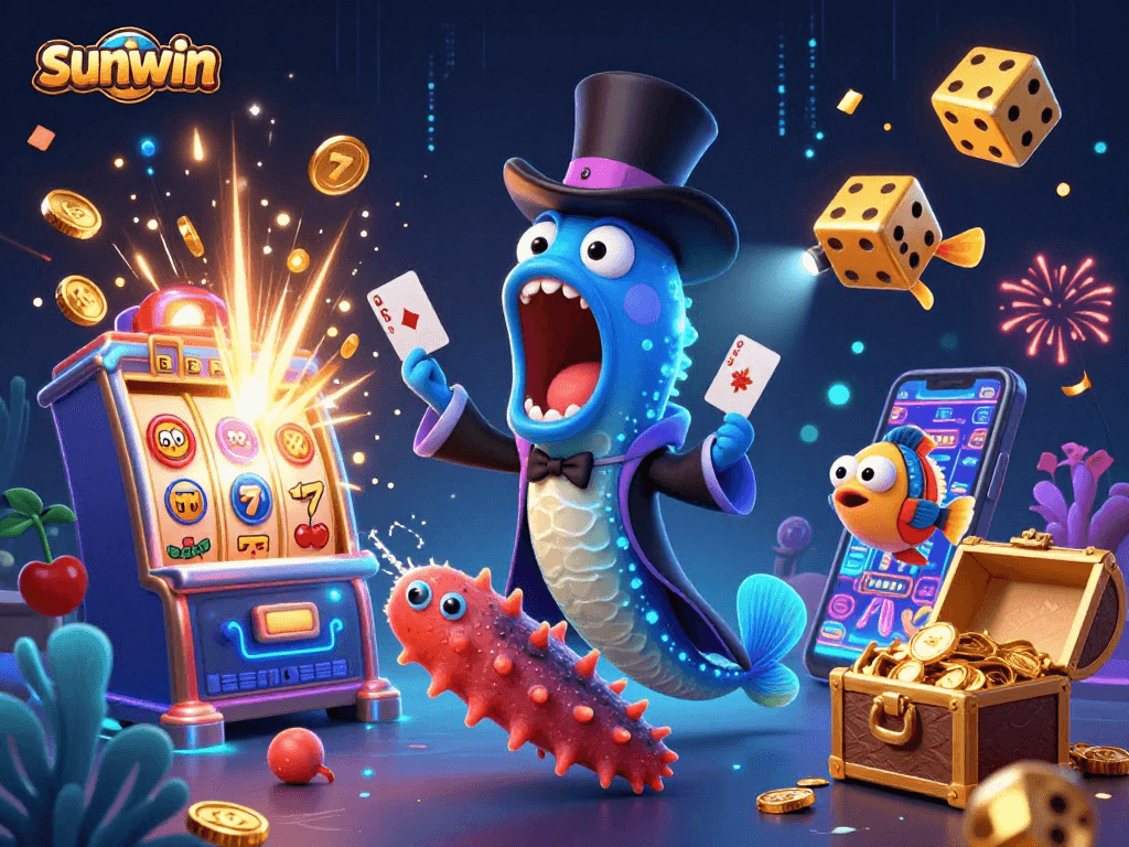 Experience thrilling action with sunwin as a bioluminescent eel performs dazzling card tricks.