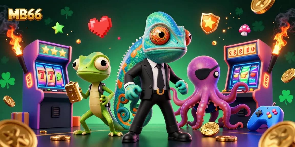 Experience thrilling MB66 slots action with colorful characters in a vibrant casino scene.