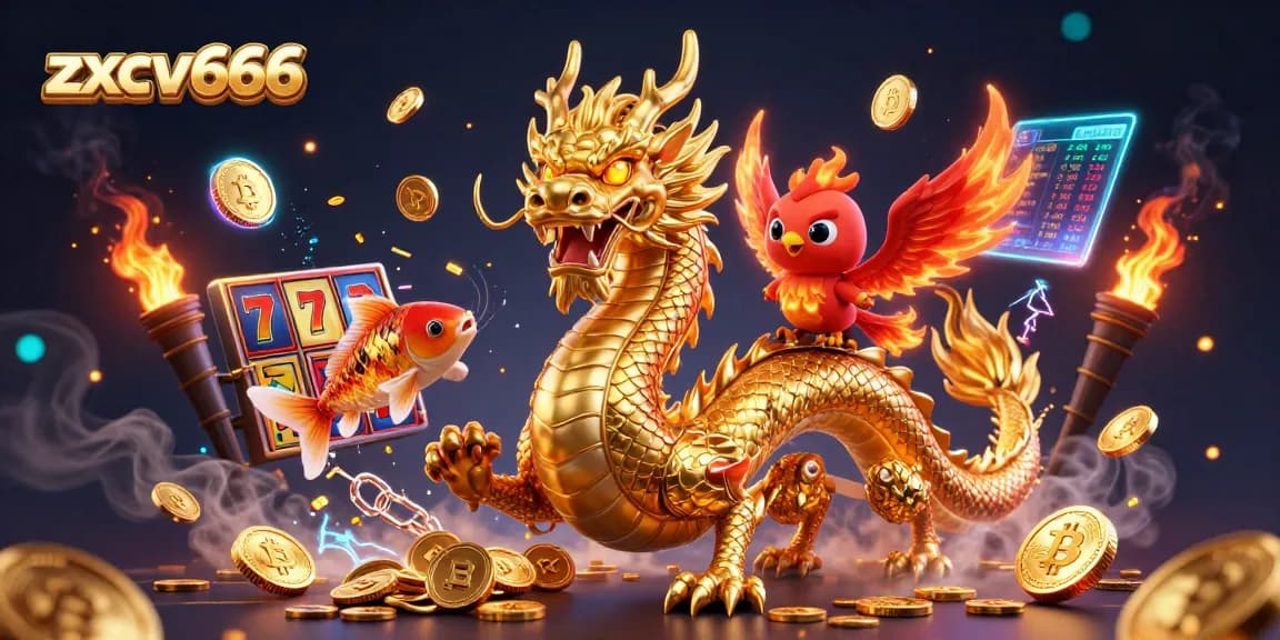 Experience thrilling play at zxcv666 with a visually captivating 3D casino scene featuring vibrant characters and gaming elements.
