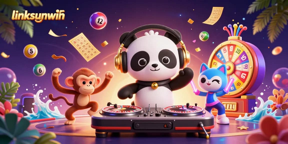 Join the excitement at linksunwin, where a DJ panda and friends create a vibrant casino celebration.