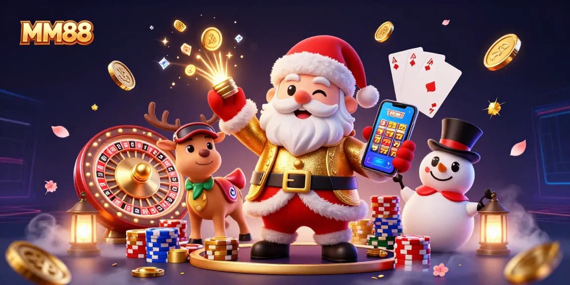 Experience winning at MM88 with festive casino characters celebrating jackpots.