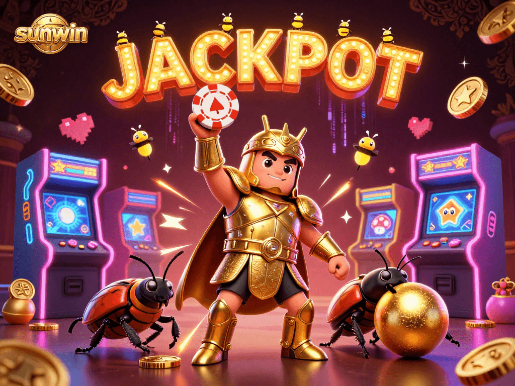 sunwin elevates the game with a victorious beetle champion in an electrifying casino scene