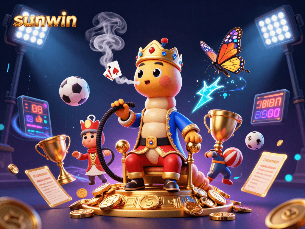 Engage with sunwin's exciting betting scene, featuring dynamic sports elements and a vibrant 3D caterpillar master.