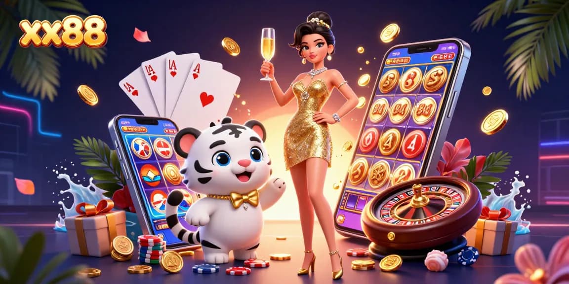 Engage with xx88 and visualize the thrilling excitement of casino gaming through colorful slot designs.