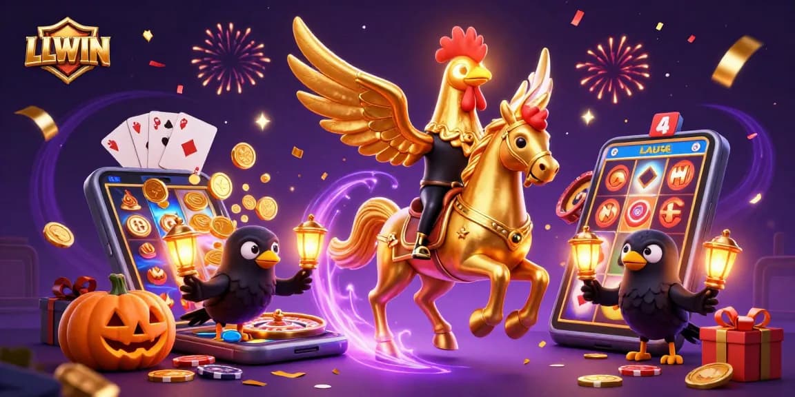 Experience thrilling gaming action at LLWIN in this vibrant casino-inspired illustration.