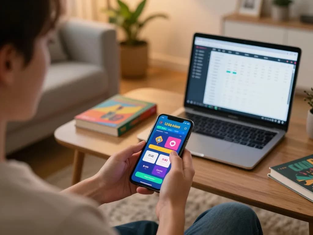 Lô đề online betting with user engaged on smartphone showing colorful interface and gaming strategy.