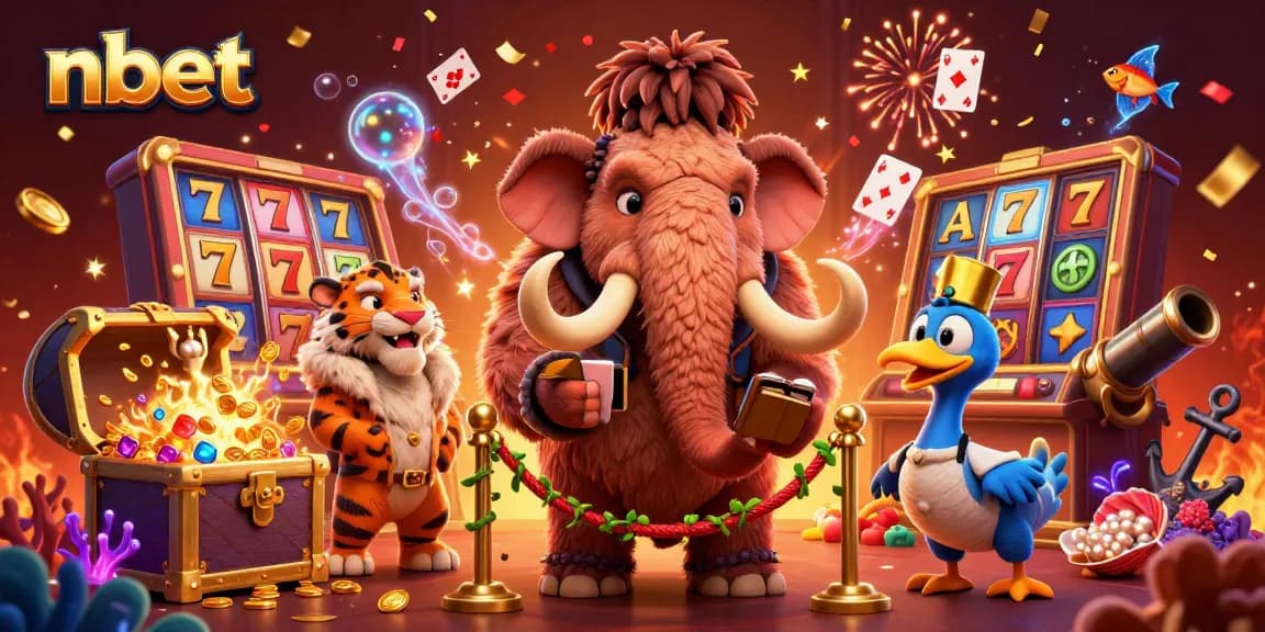 Experience the excitement of nbet with a dynamic casino scene featuring a woolly mammoth bouncer.