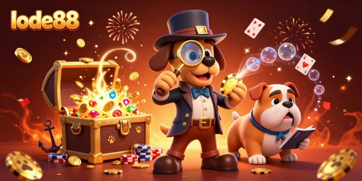 Spin the reels with lode88 as a cartoon detective uncovers poker treasures!