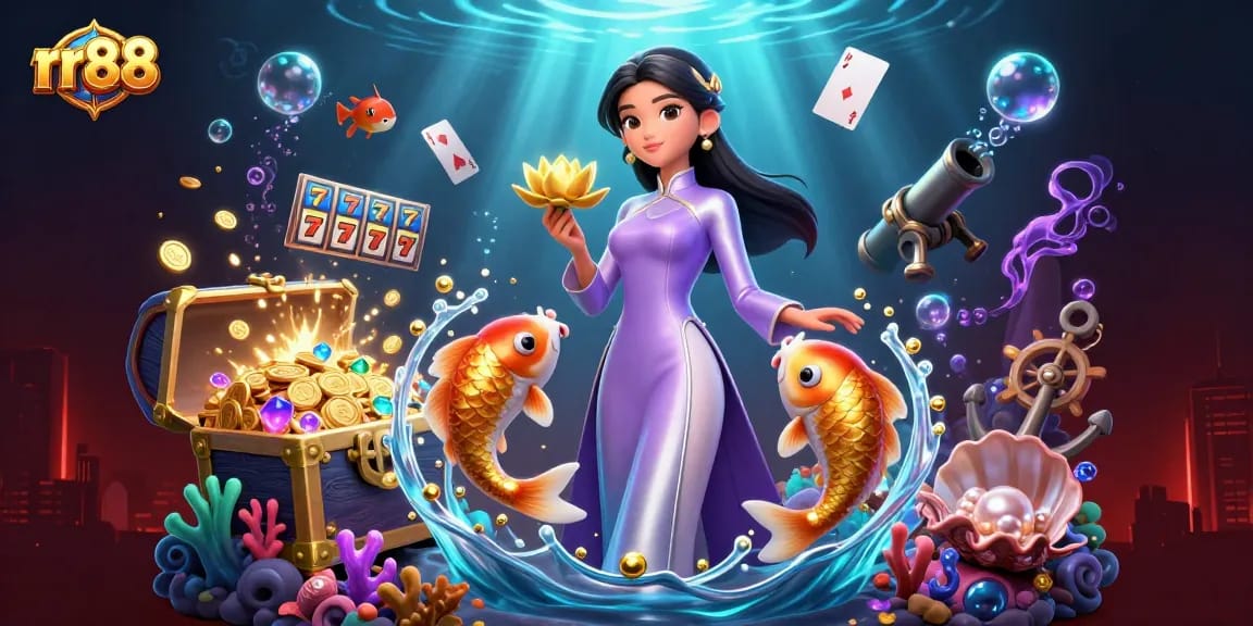Experience thrilling gaming with rr88’s vibrant 3D casino scene showcasing elegance and dynamic energy.
