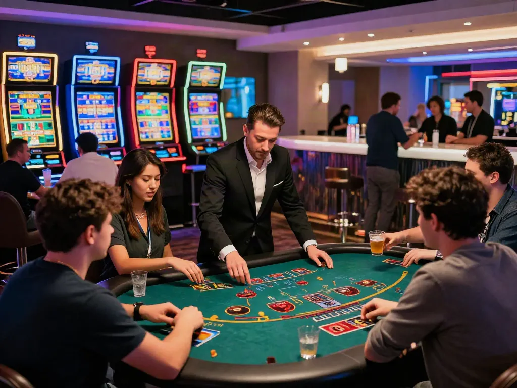 Engaged players at a modern online casino showcasing diverse gaming experiences at https://sky88tg.com/.