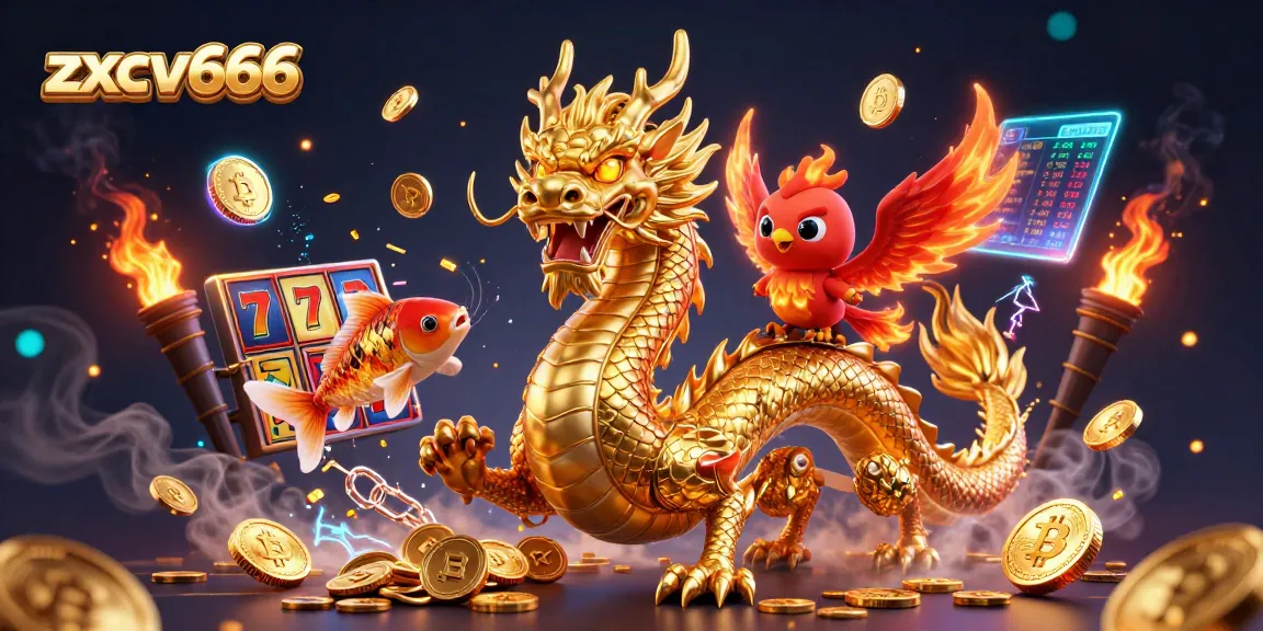 Experience thrilling play at zxcv666 with a visually captivating 3D casino scene featuring vibrant characters and gaming elements.