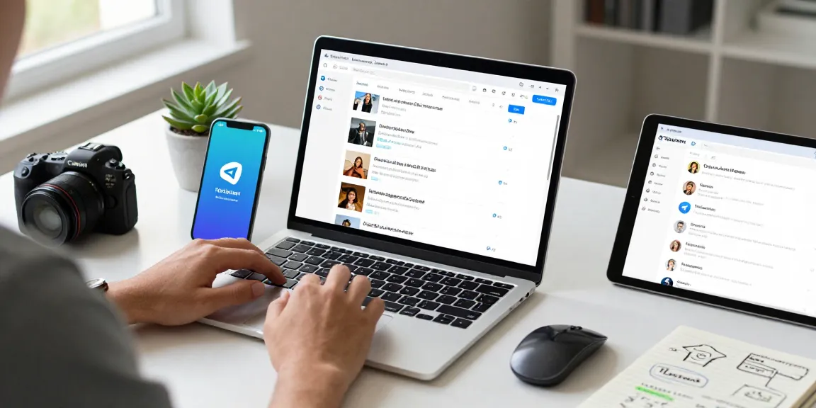 Engaging with Telegram Web Version in a modern workspace, showcasing productivity and communication.