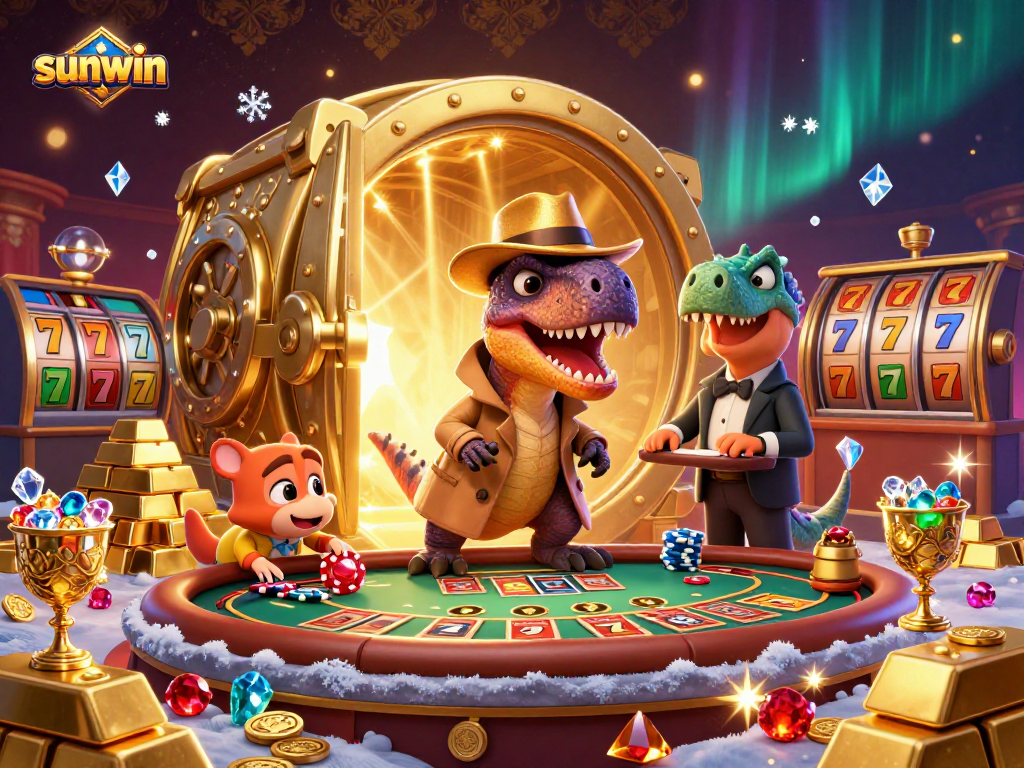 Experience thrilling gameplay with sunwin as a velociraptor card counter at a blackjack table.