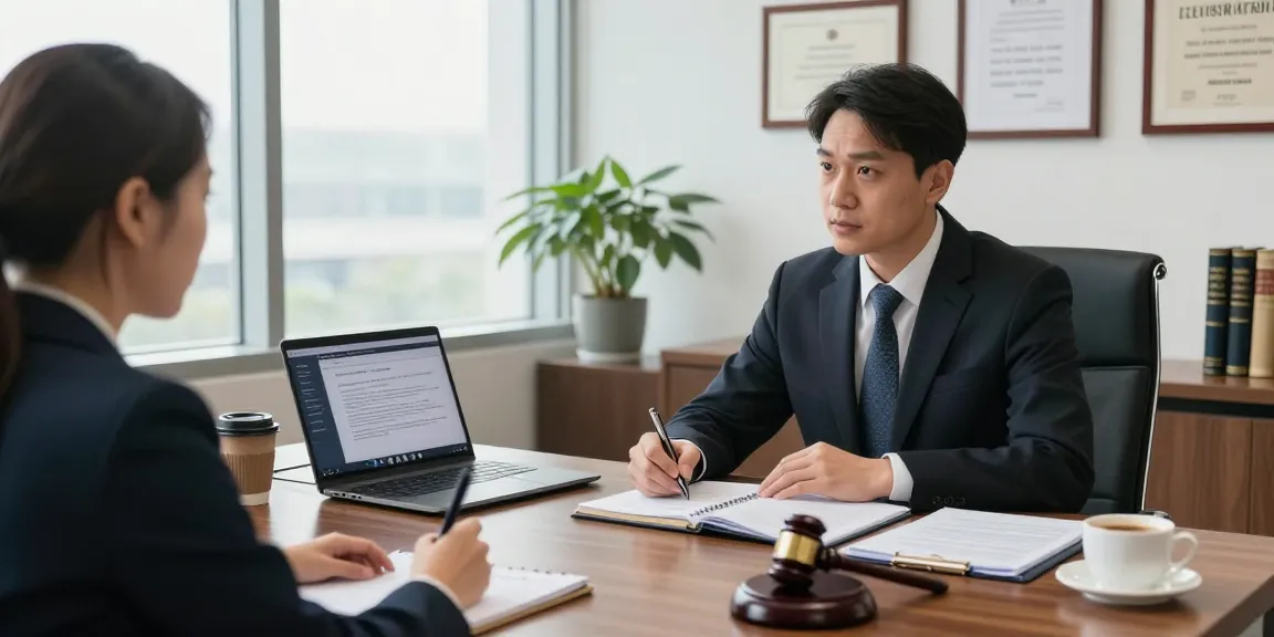 Lawyer talks about it while consulting a client in a modern office.