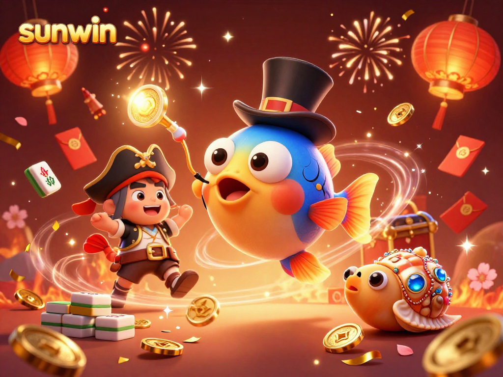 Experience sunwin with our vibrant 3D illustration depicting deep-sea gambling fun!