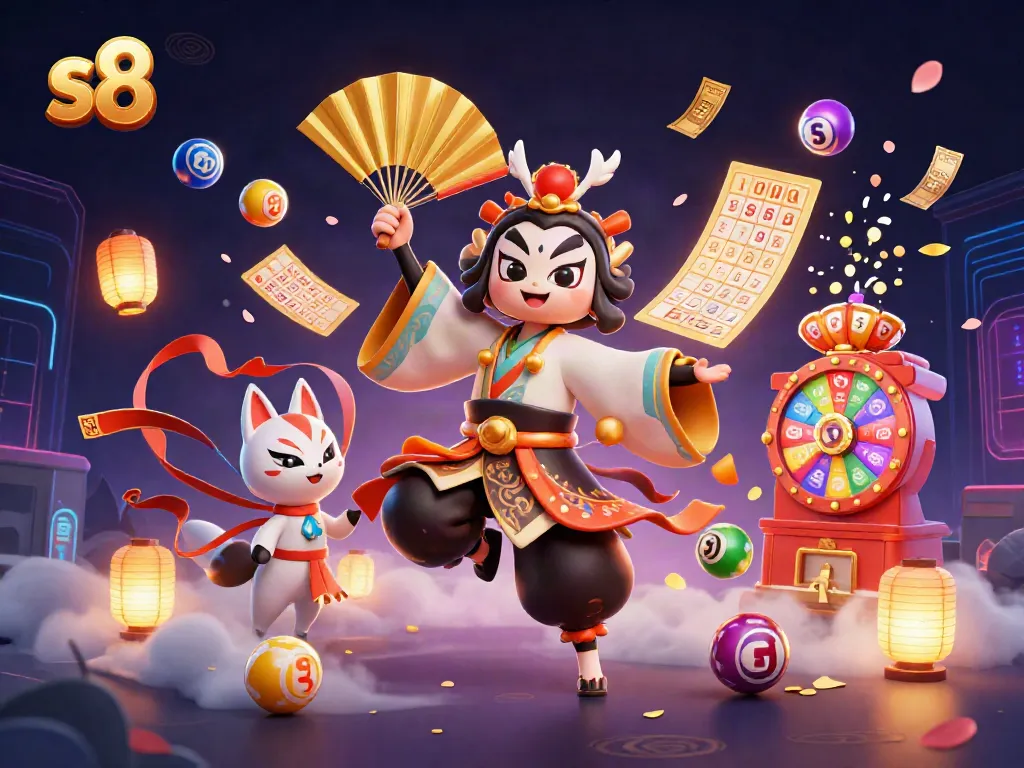 Engage with s8's vibrant carnival of luck, featuring dynamic lottery elements and enchanting characters.